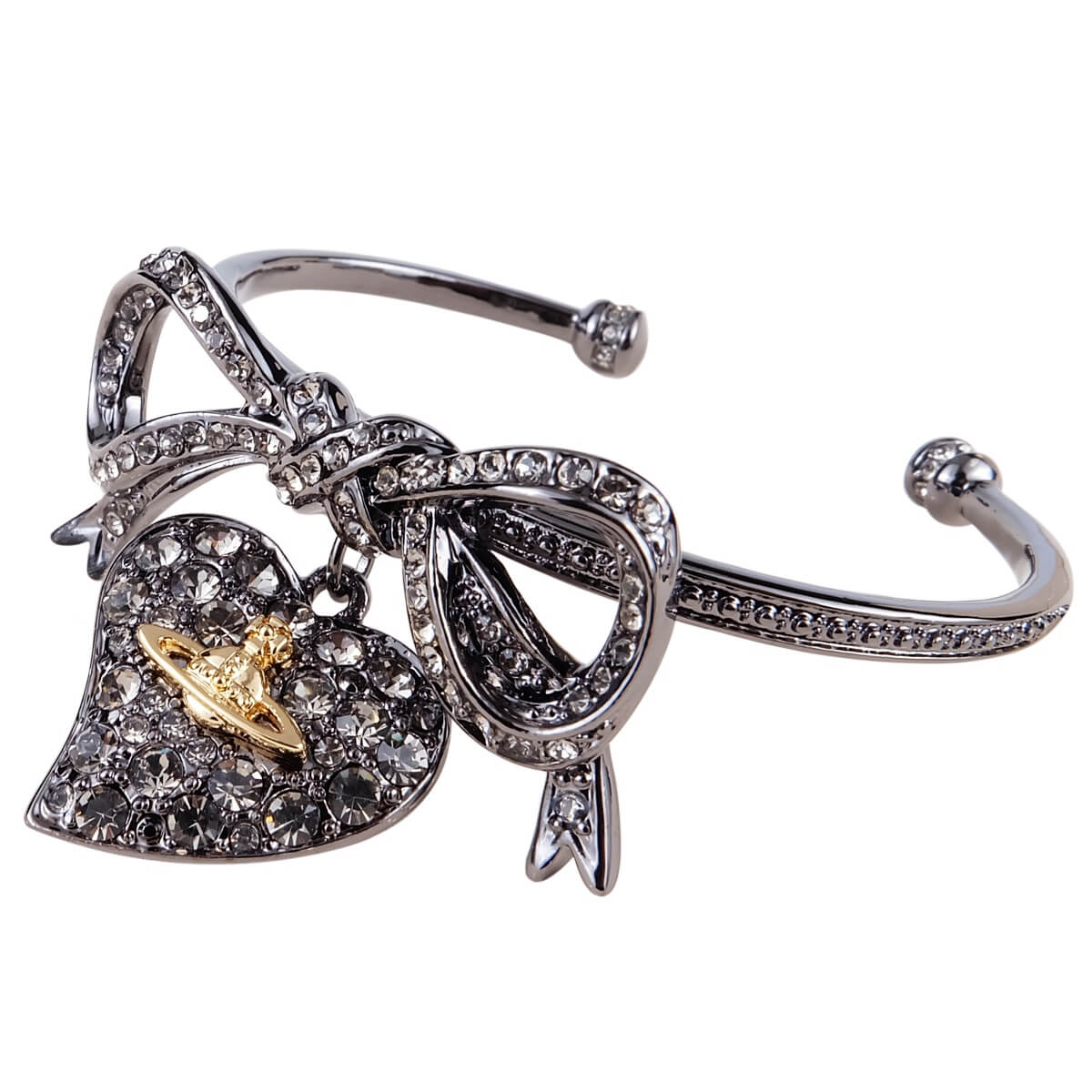 Deep Black Ribbon Love Saturn Bracelet