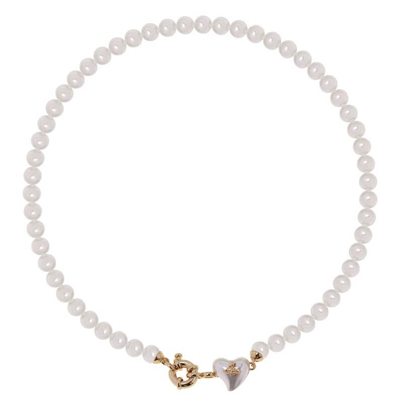 Resin Heart Pearl Necklace