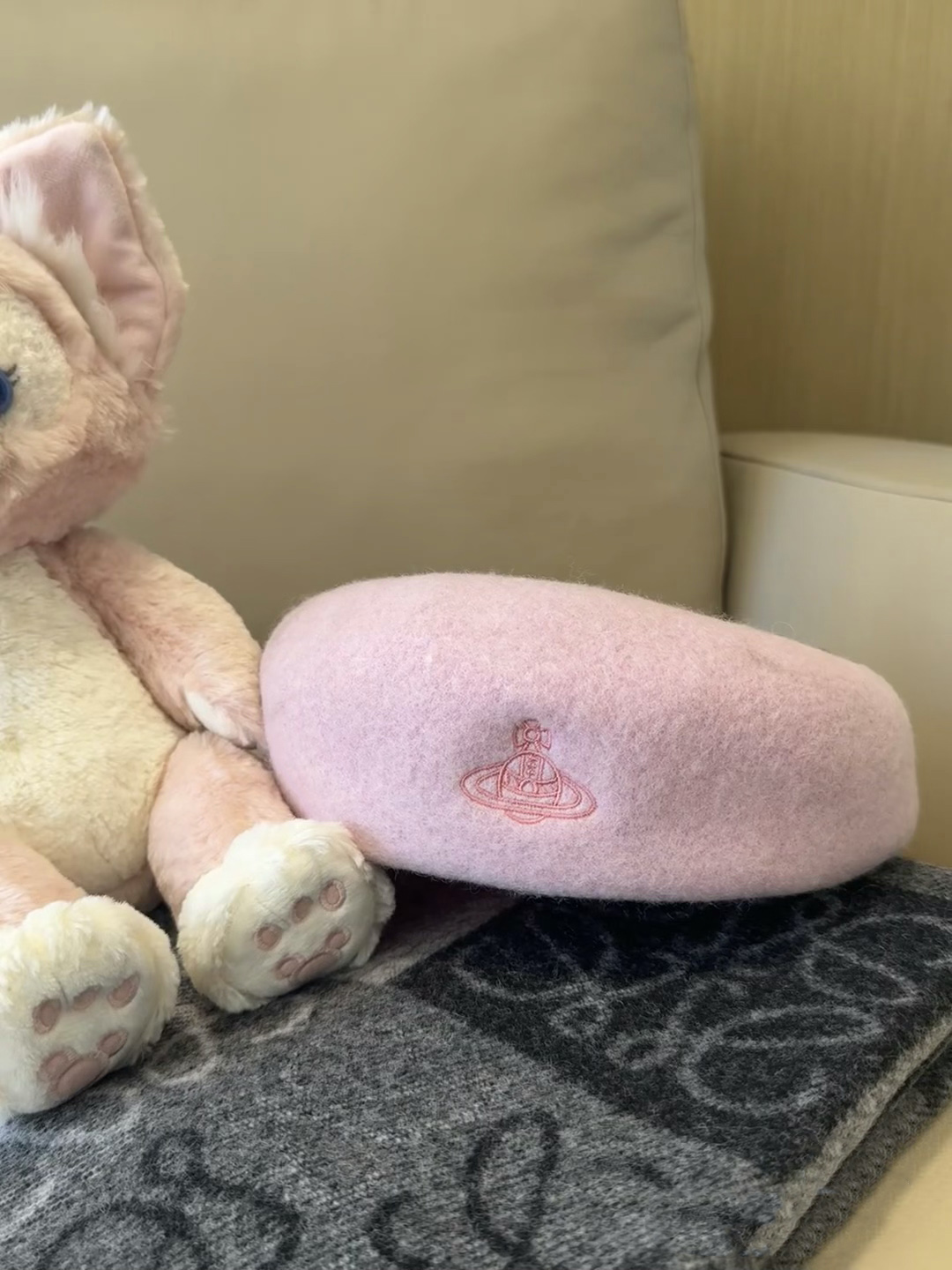 NEW-Pink Wool Saturn Beret