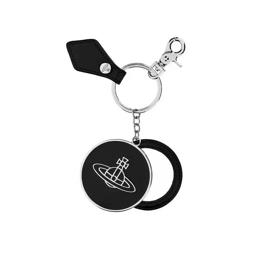 Leather Saturn Mirror Keychain