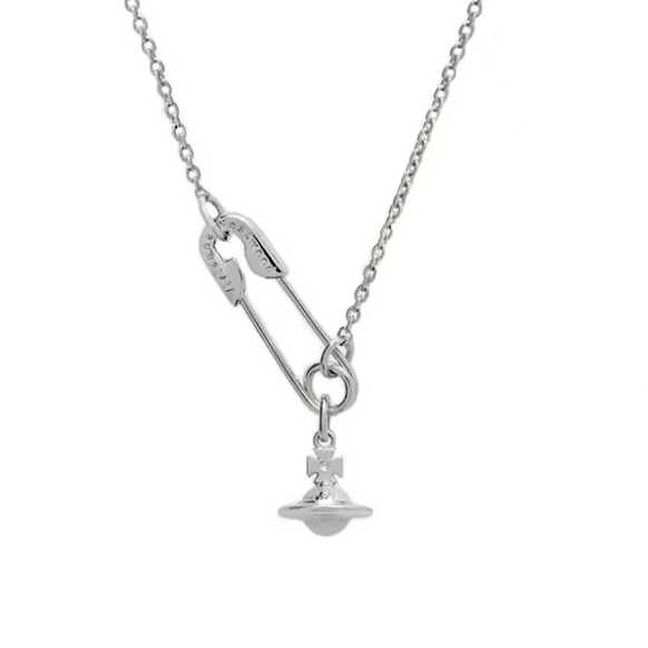 Safety Pin Saturn Necklace