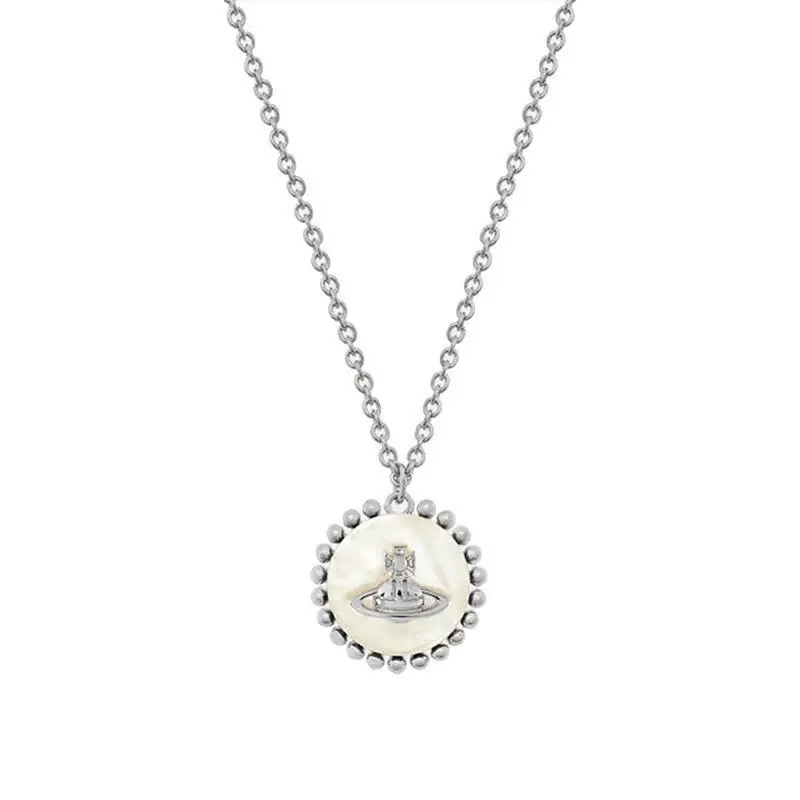 NEYLA Round Pearl Saturn Necklace