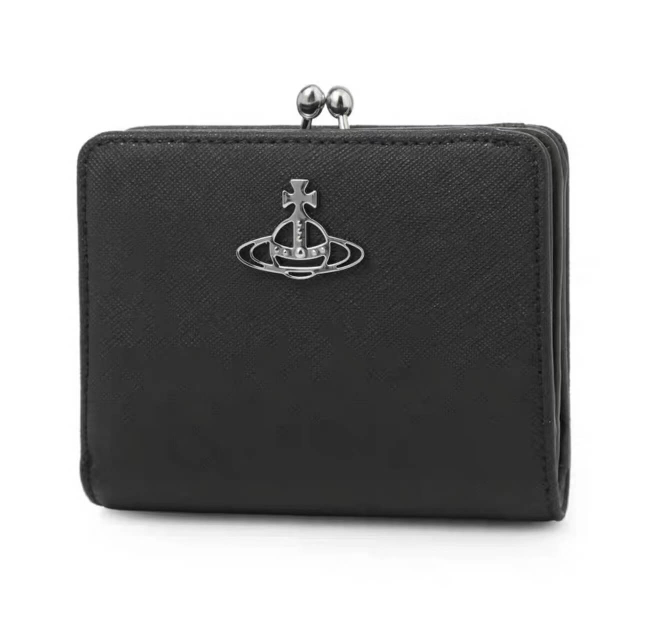 NEW- Black Leather Saturn Wallet
