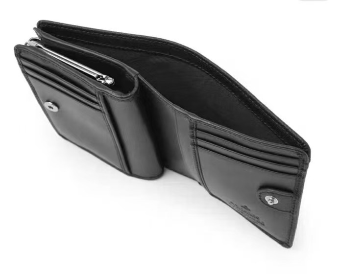 NEW- Black Leather Saturn Wallet