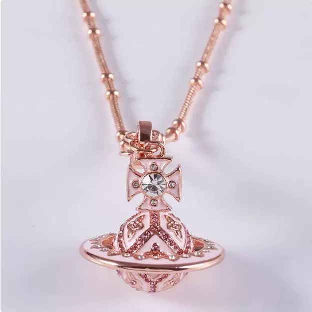 NEW-5 Colors Enamel ORB Pendant Necklace