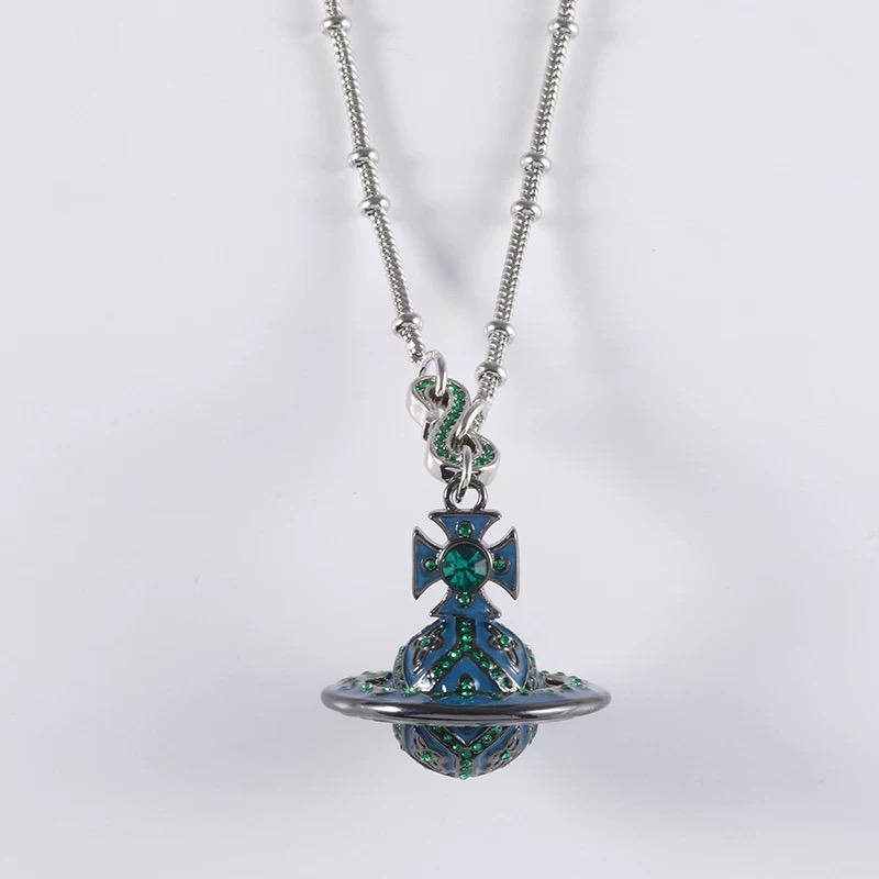 NEW-5 Colors Enamel ORB Pendant Necklace