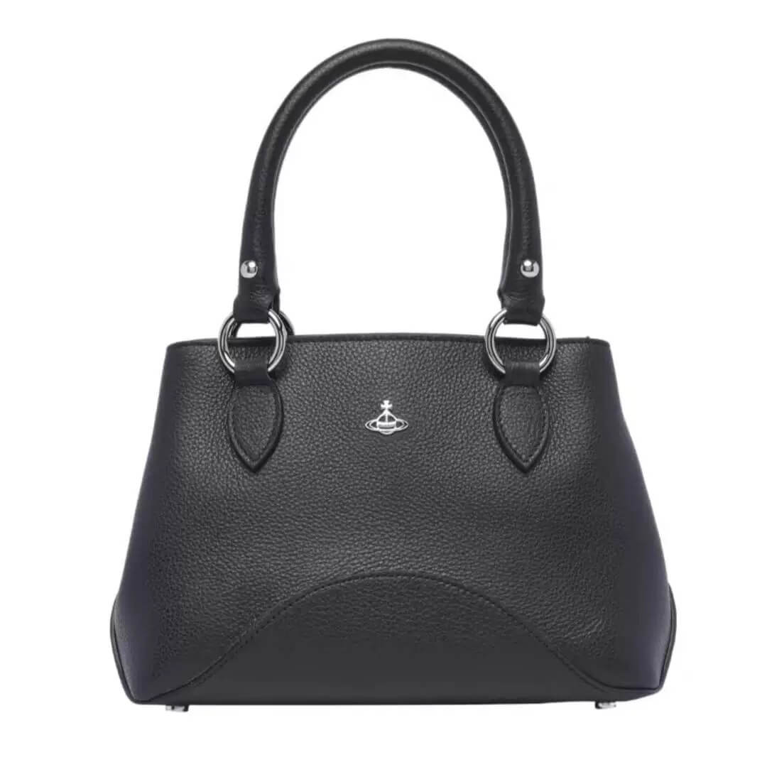 NEW-Black Leather Saturn Handbag