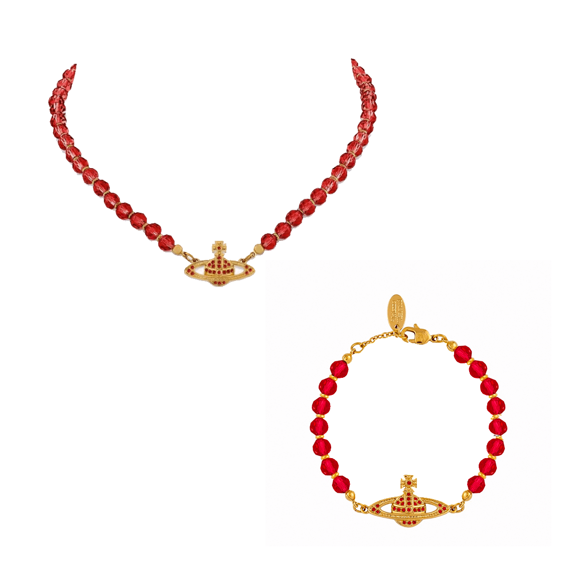 NEW-Red Crystal Necklace Bracelet
