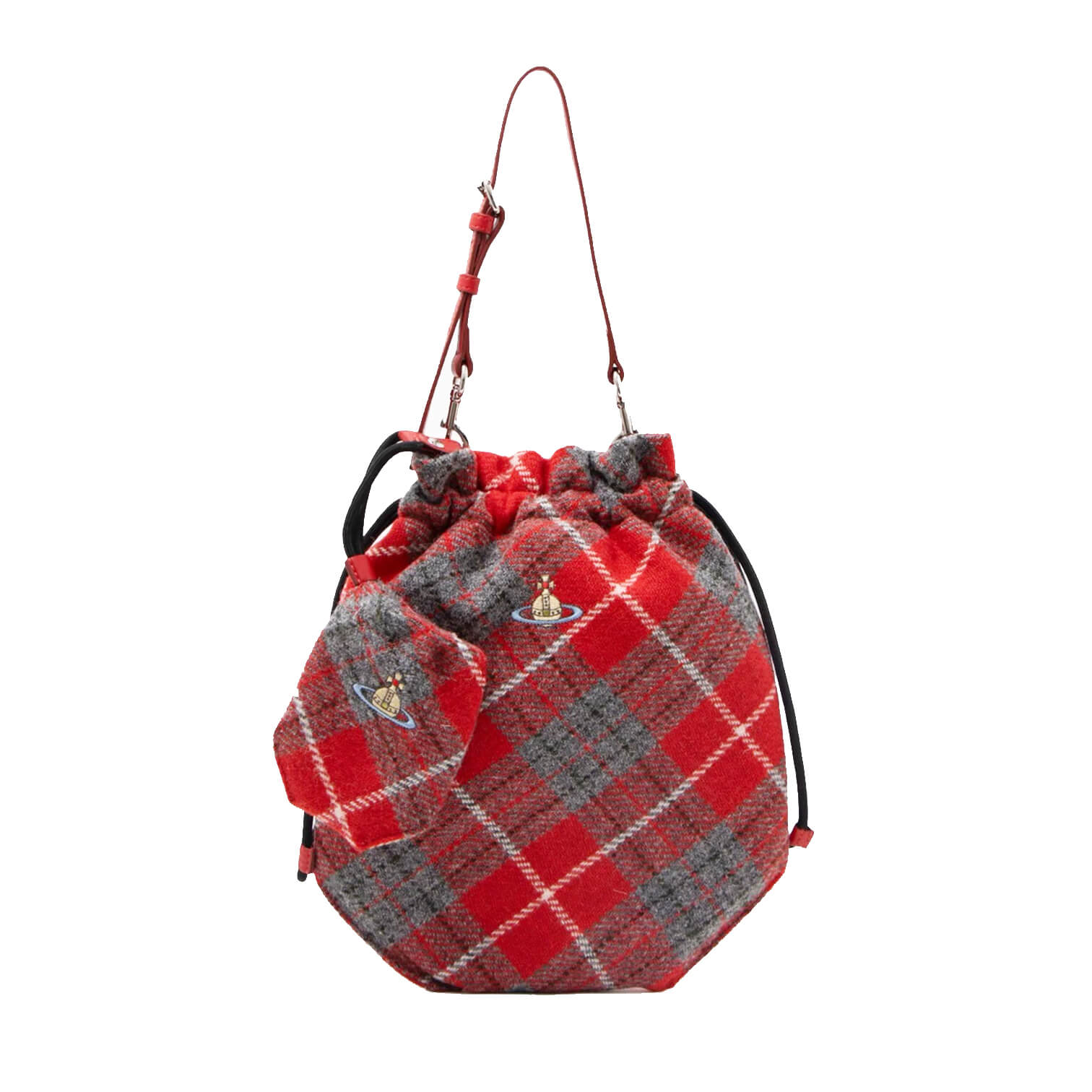 NEW-Vivienne's Clutch Red Grey Plaid Bag
