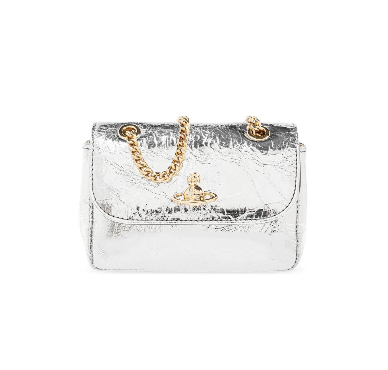 Silver Leather Crossbody Bag