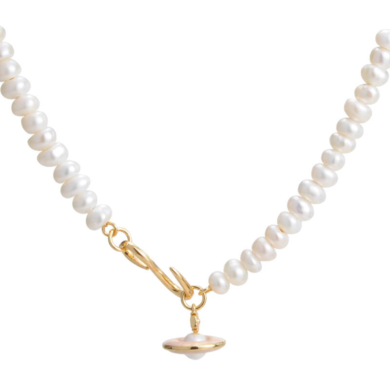 Pink Saturn Pearl Necklace