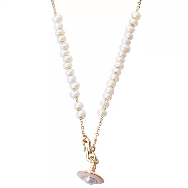 Pink Saturn Pearl Necklace