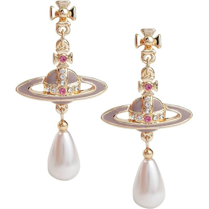 Pink Lacquered Saturn Pearl Earrings