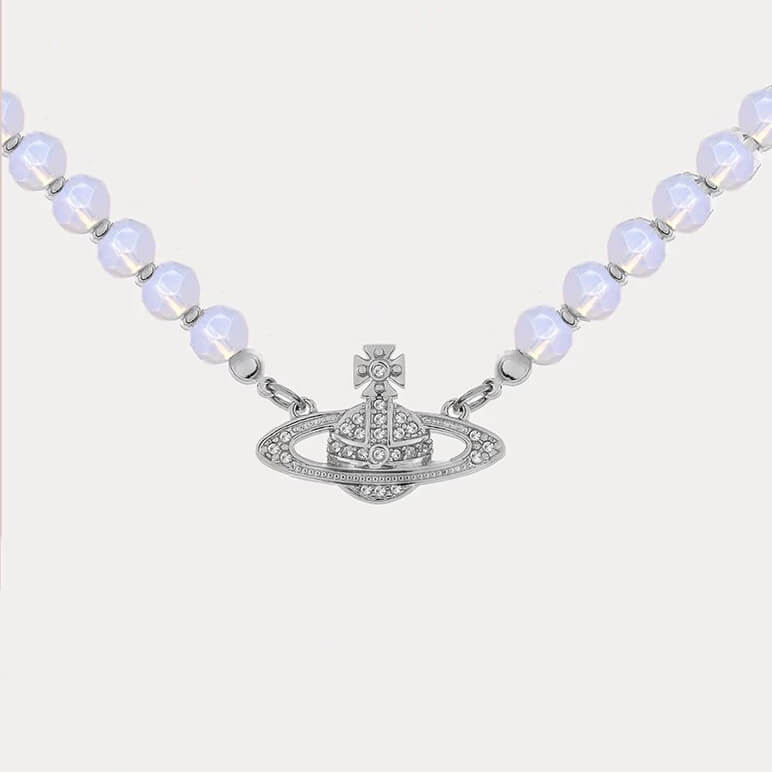 6 Color Crystal Saturn Necklace