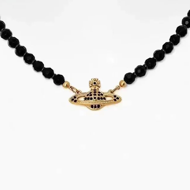 6 Color Crystal Saturn Necklace