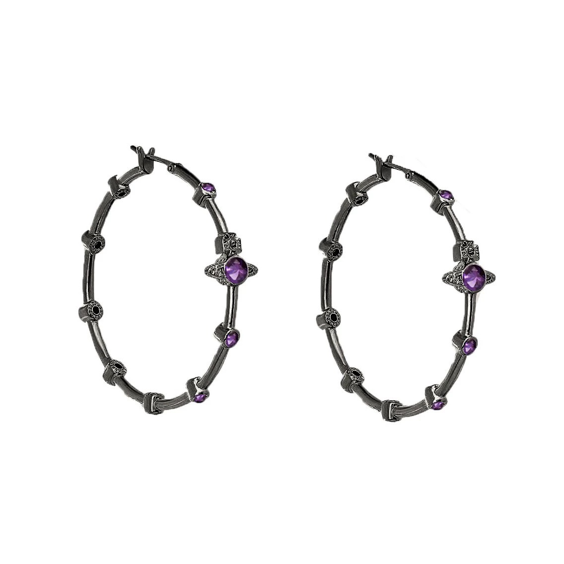 FELICIA Multi-diamond Bamboo Small Saturn Earrings