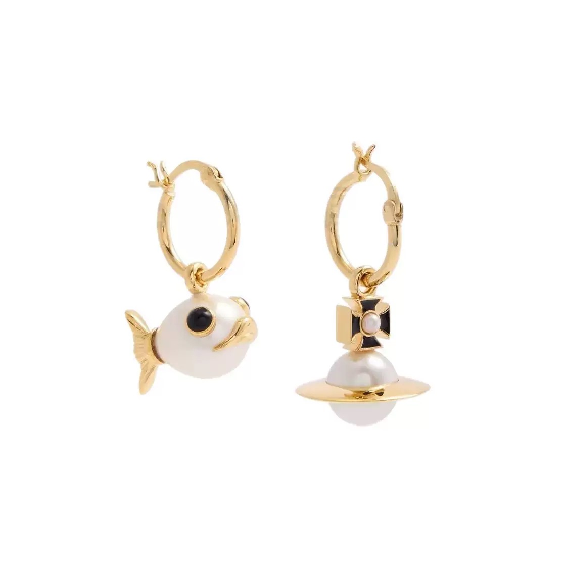 LUZIE Fish Orb Saturn Earrings