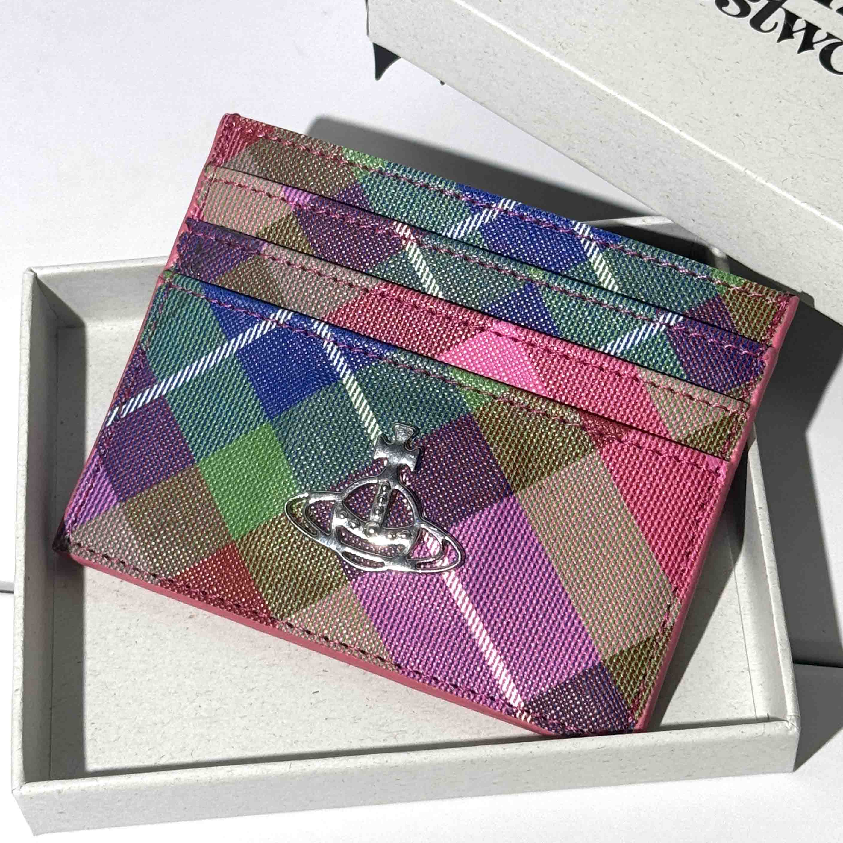 2 Colors Plaid Saturn Card Case