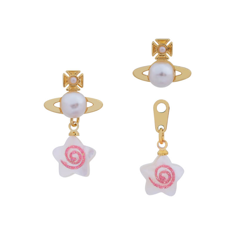 Removable Pearl Pentagram Earrings
