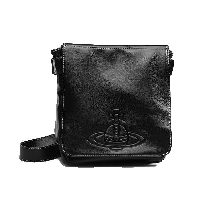 2 Size Black Leather Shoulder Bag