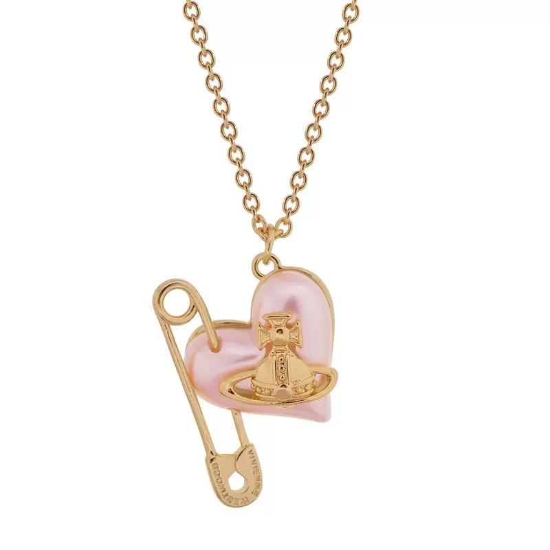 5 Colors ORIETTA Peach Heart Pearl Pin Necklace
