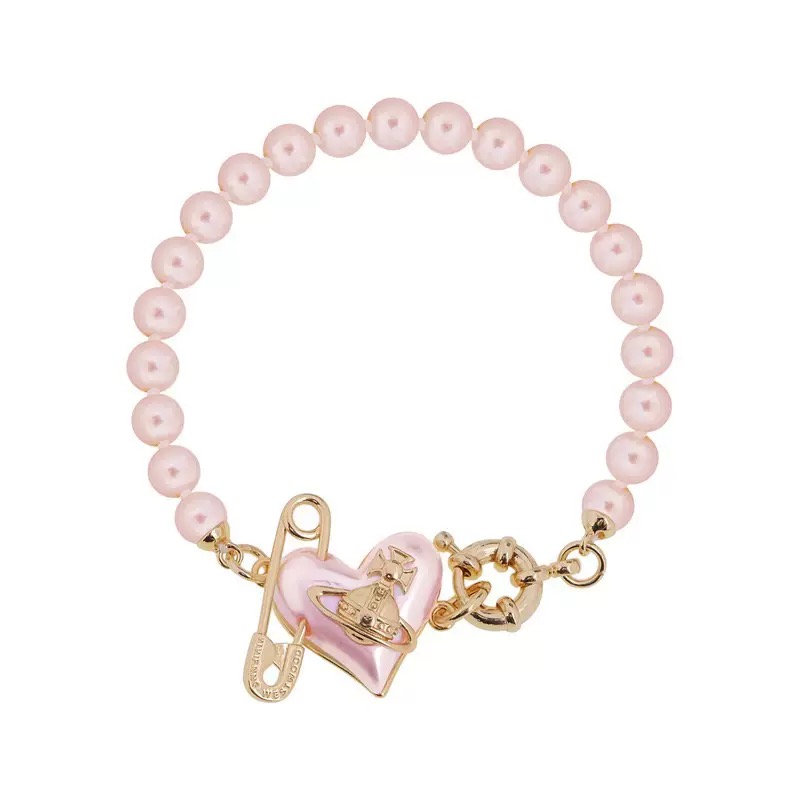 3 Colors ORIETTA Peach Heart Pearl Pin Bracelet