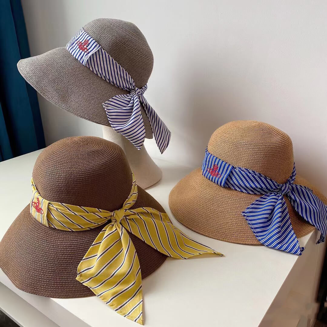 4 Colors Silk Ribbon Straw Hat