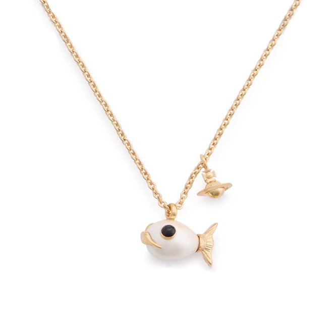 LUZIE Fish Orb Saturn Necklace