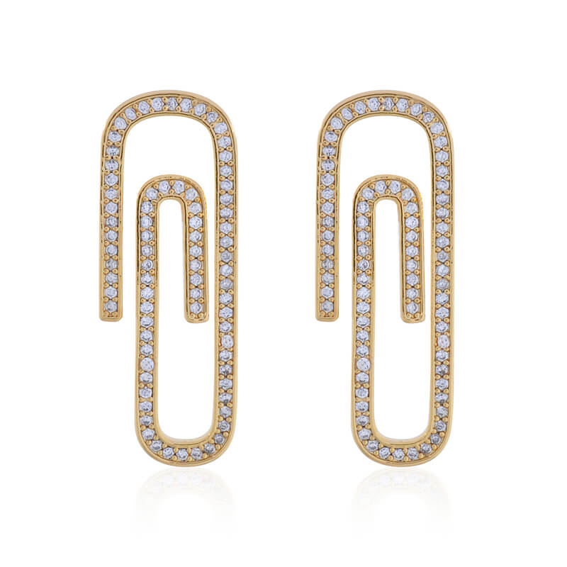 2 Colors Clip Diamond Earrings