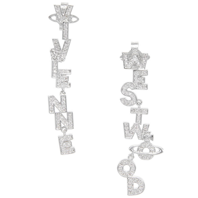 2 Colors Zirconia Alphabet Earrings