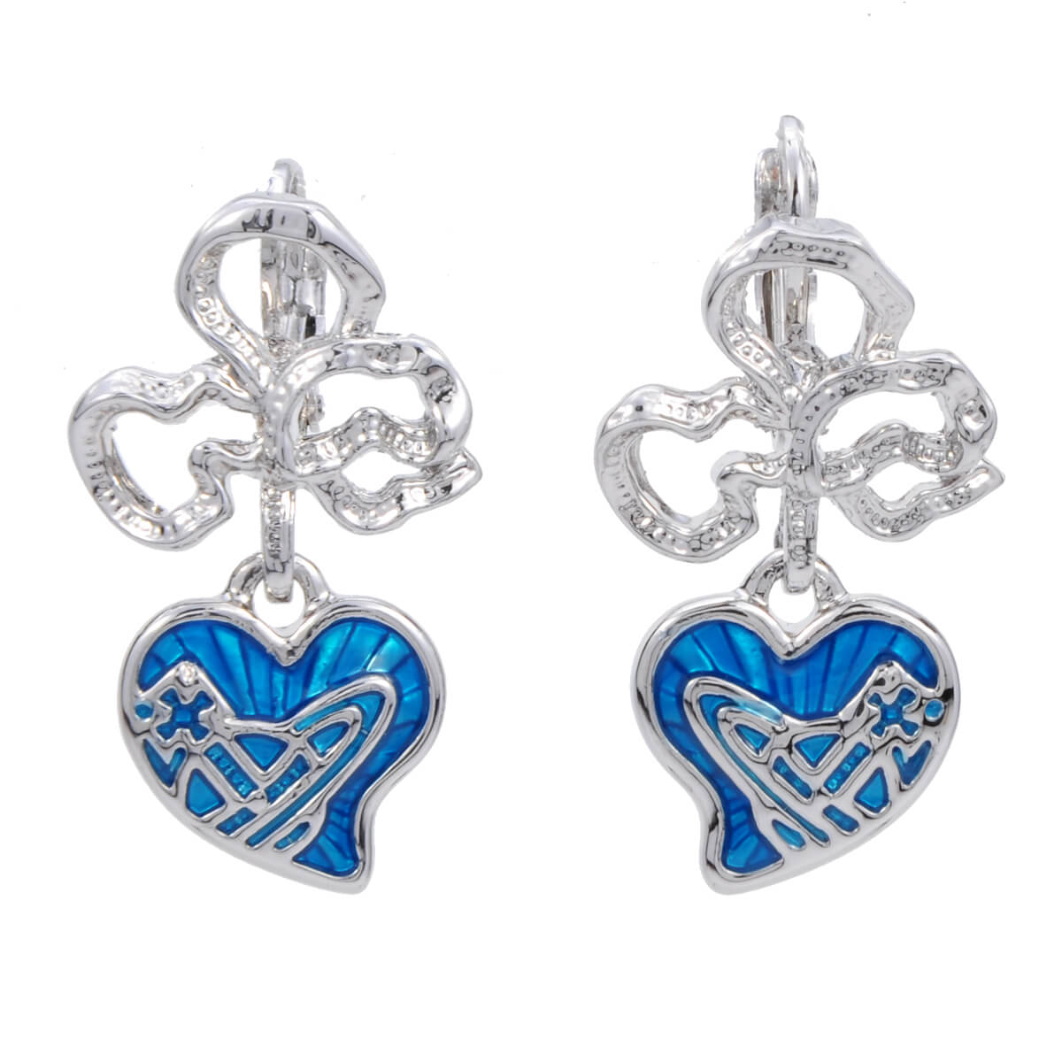 2 Colors Flower Lacquered Heart Earrings