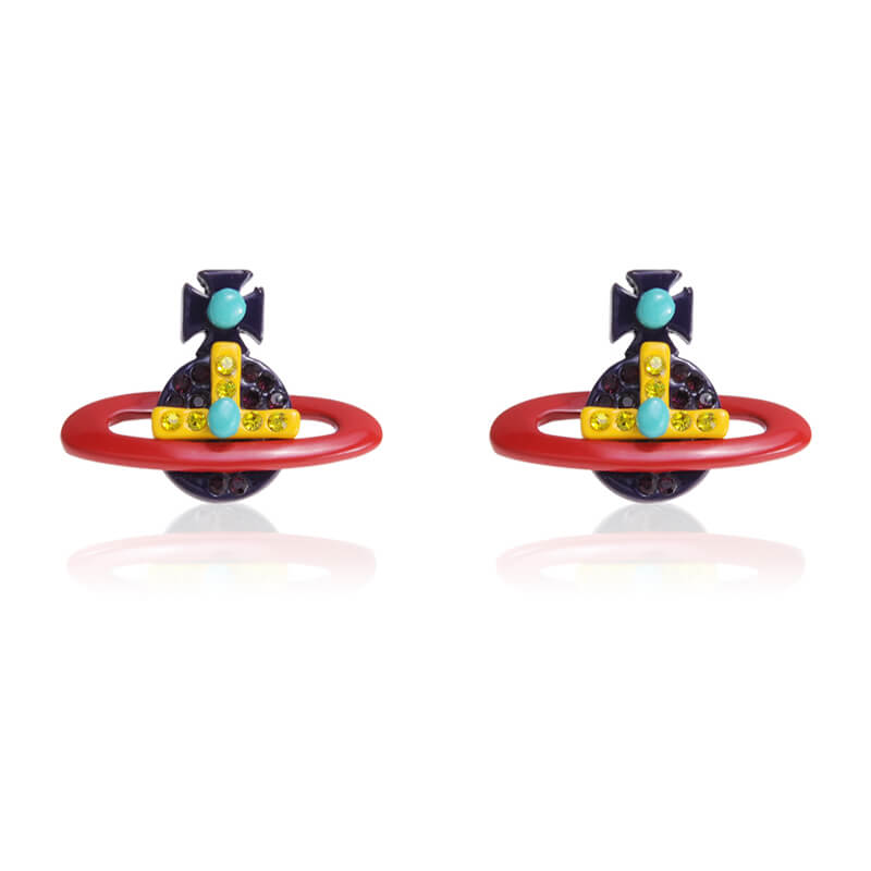 Painted Colorful Saturn Earrings