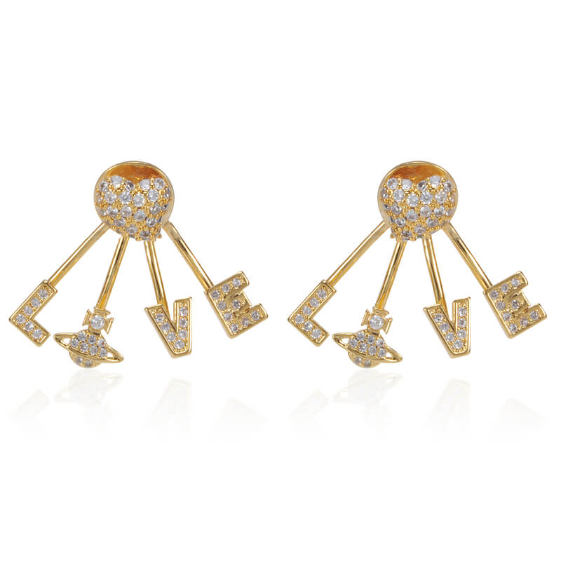 3 Colors Love Alphabet Saturn Earrings