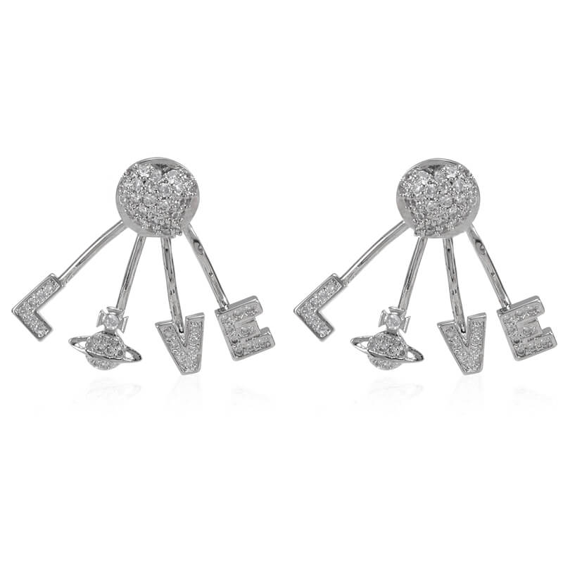 3 Colors Love Alphabet Saturn Earrings