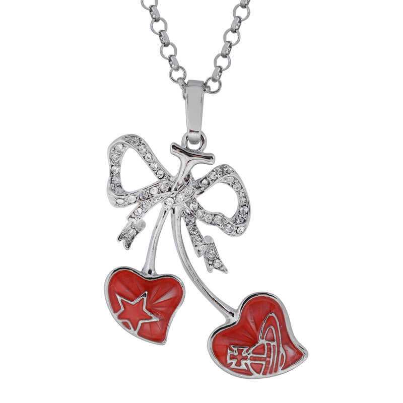 Red Cherry Ribbon Necklace