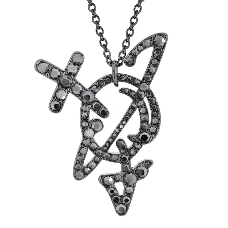 3 Colors Large Line Arrows Saturn Necklace