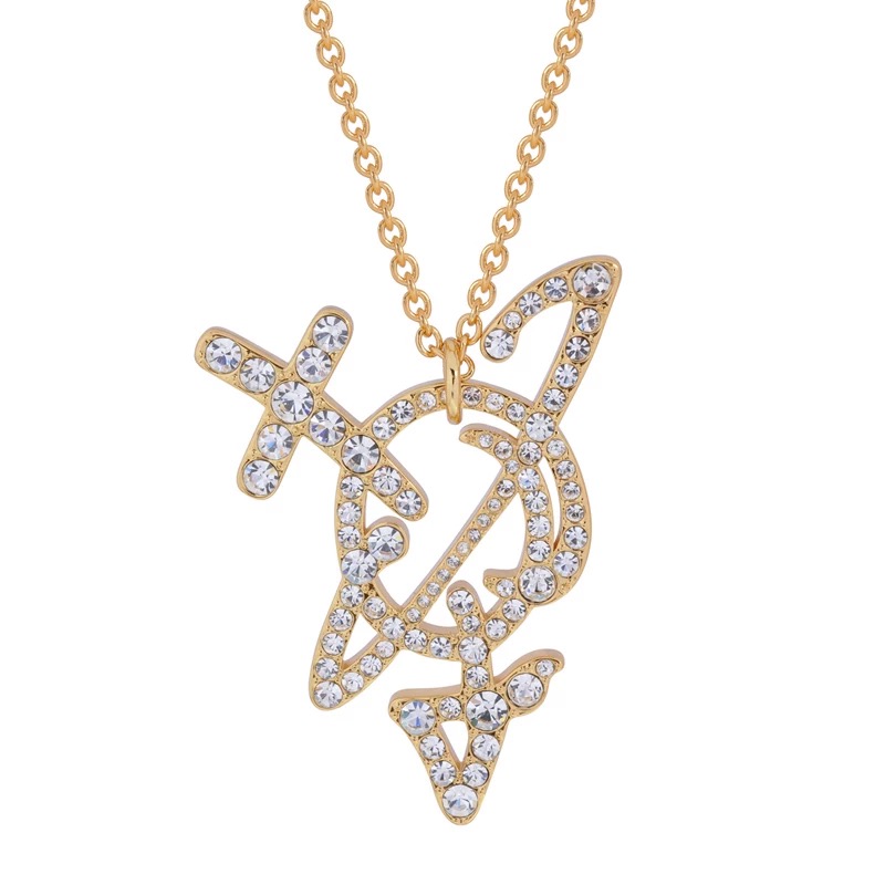 3 Colors Large Line Arrows Saturn Necklace