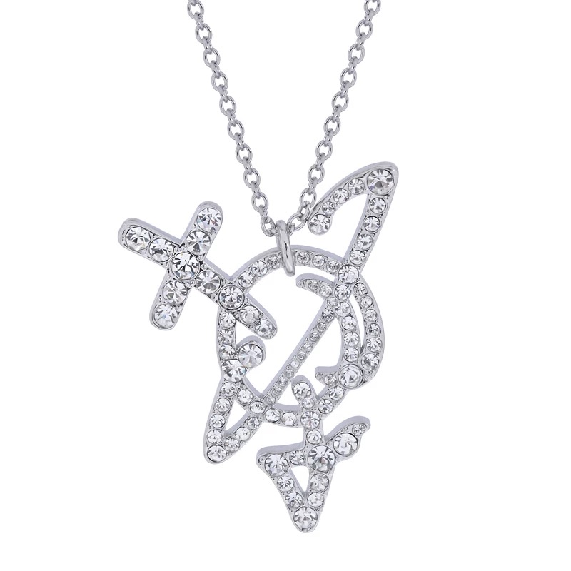 3 Colors Large Line Arrows Saturn Necklace