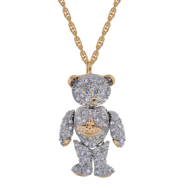 Vintage Full Diamond Bear Necklace