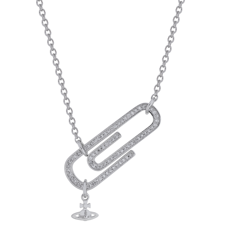 2 Colors Paperclip Saturn Necklace