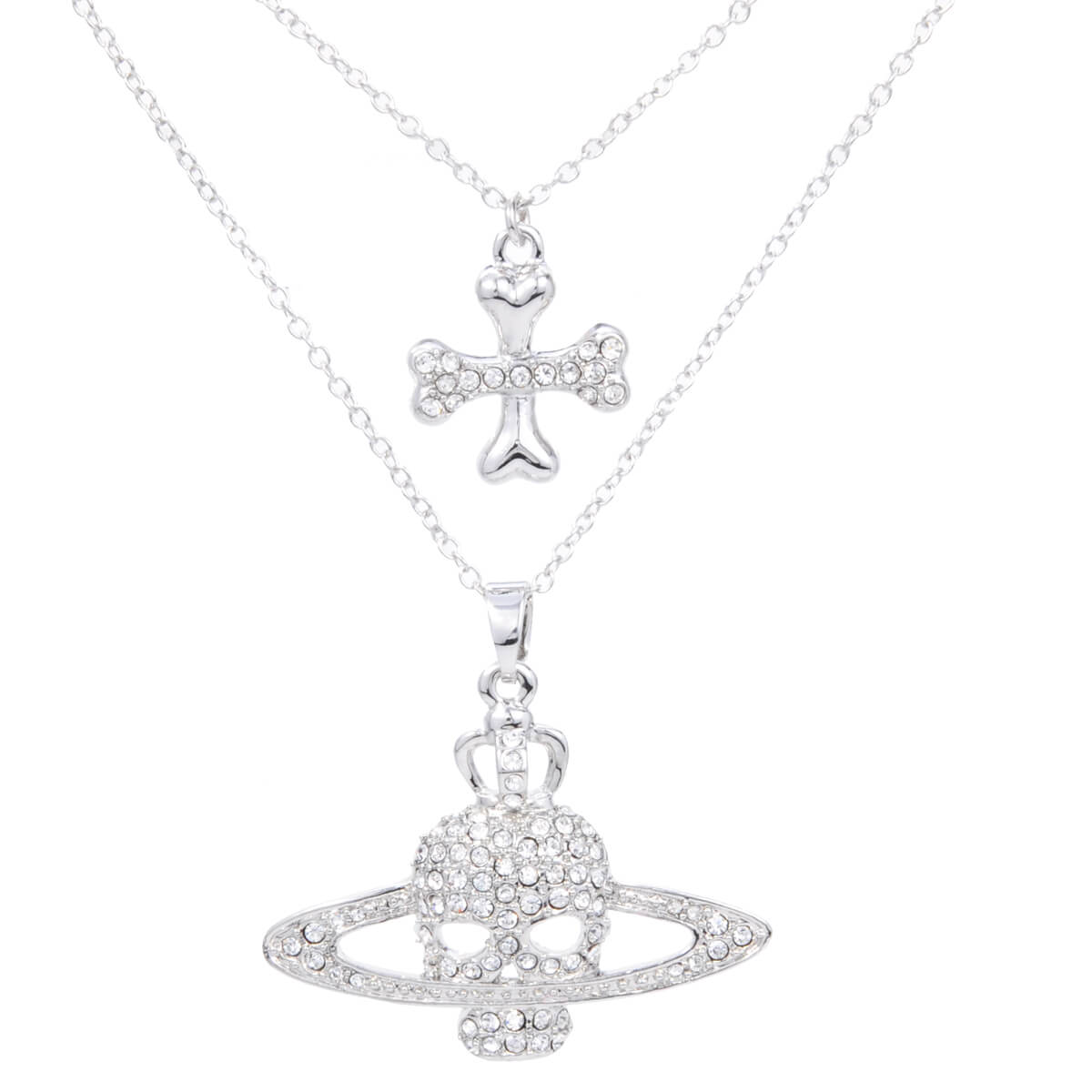 Skull Double Layer Saturn Necklace