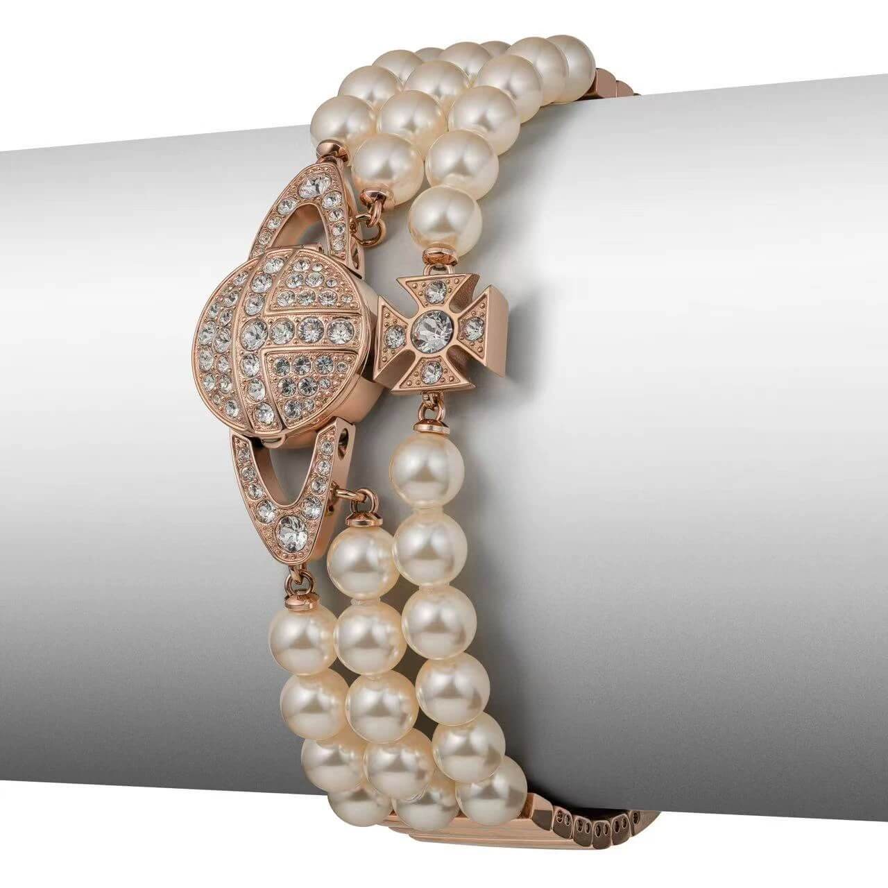 Triple Pearl Full Diamond Saturn Watch