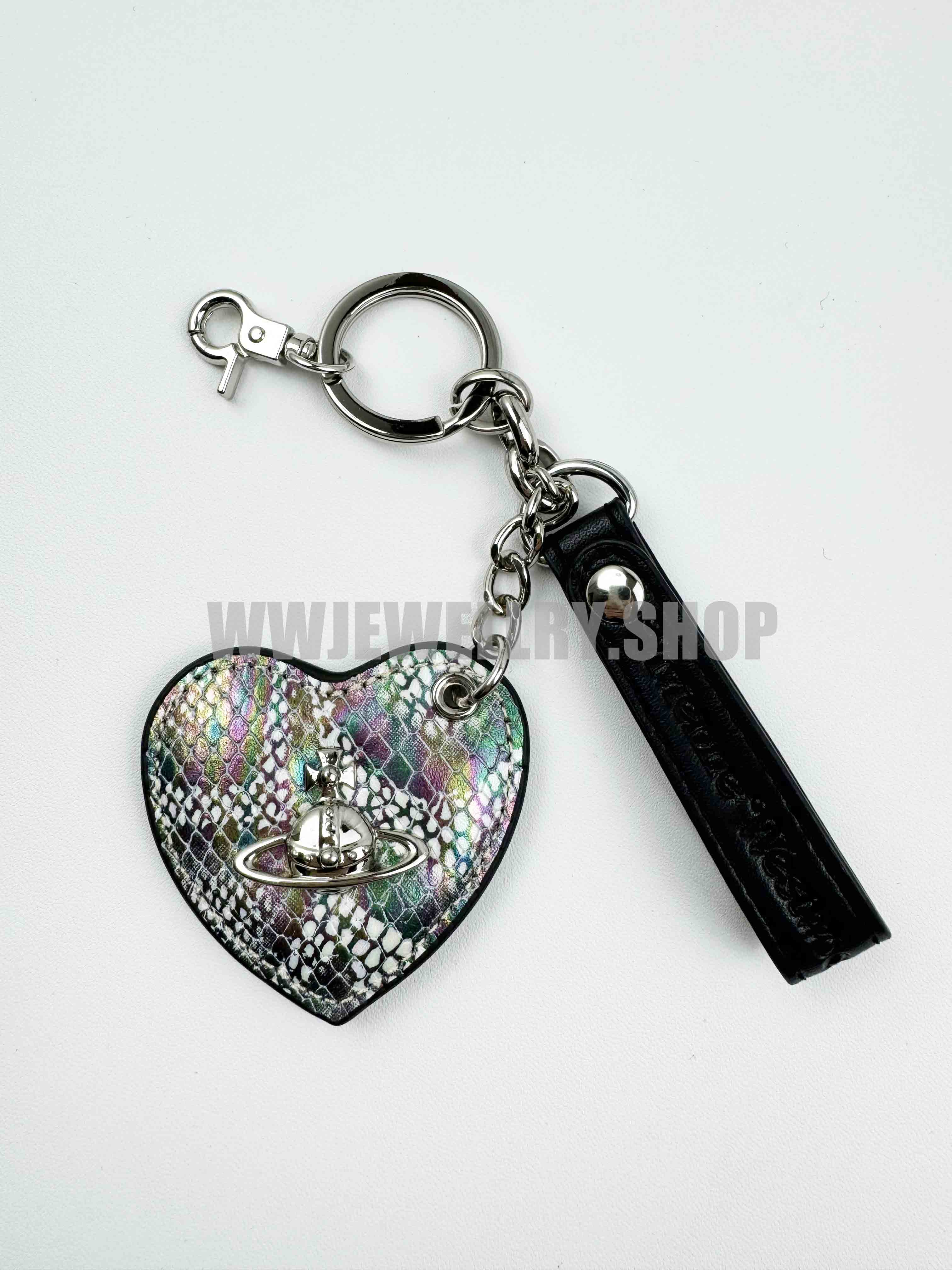 Leather Saturn Bag Charm Keychain