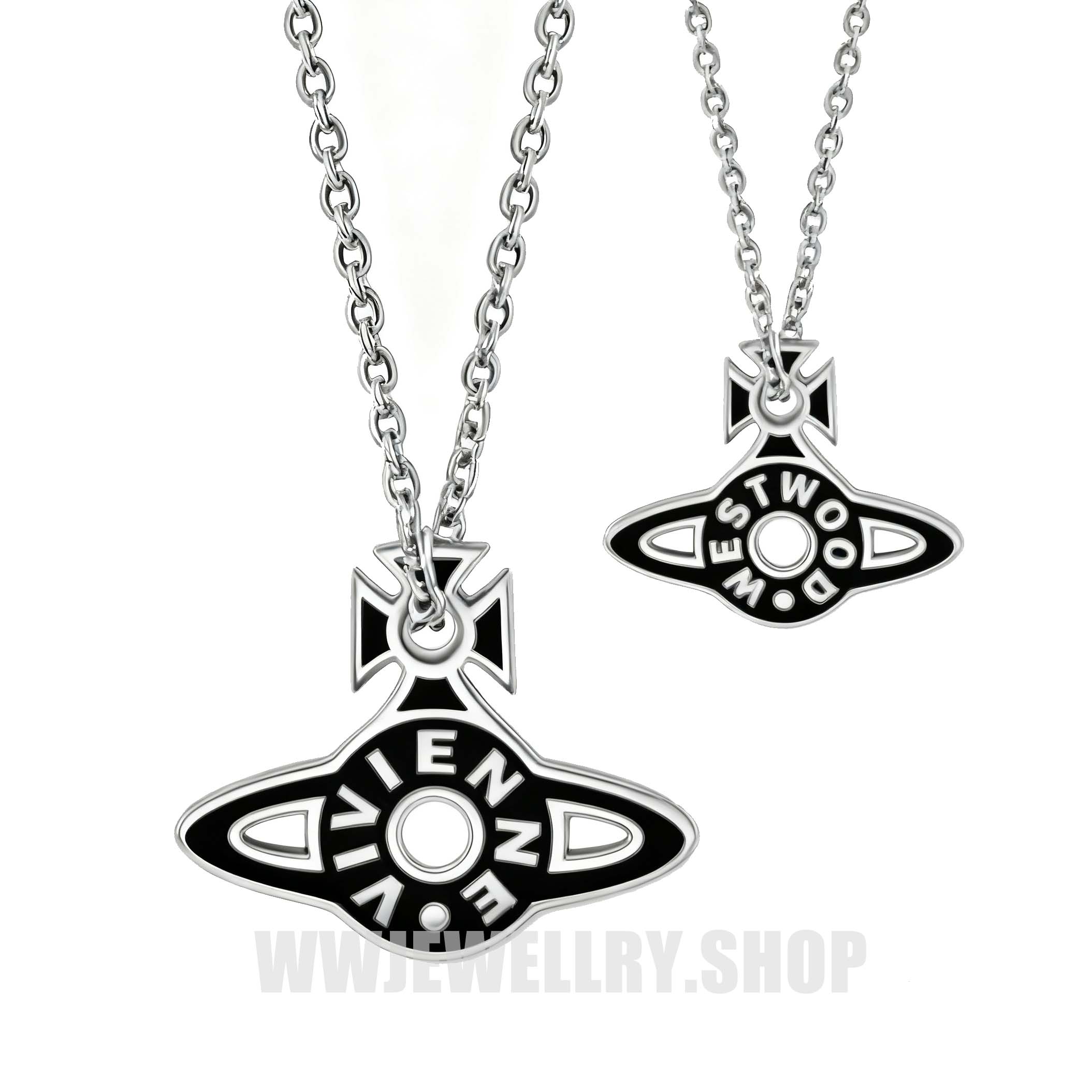 2 Colors Saturn Letter Necklace