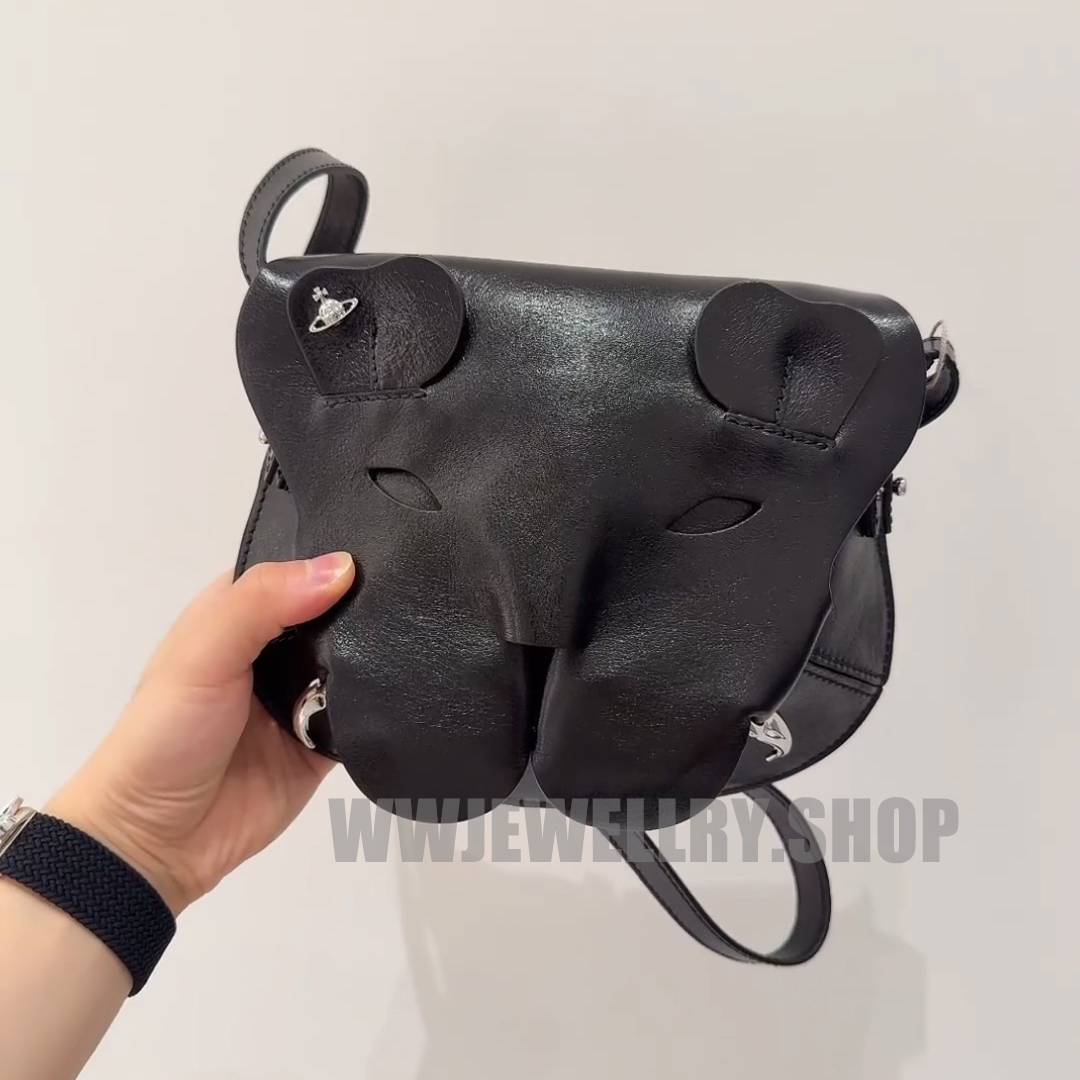 Black Leopard Head Crossbody Bag