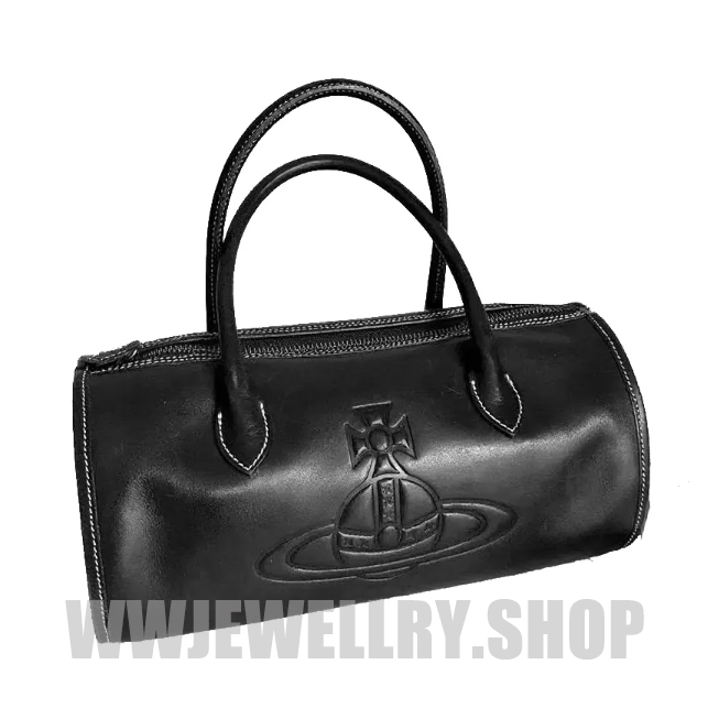 Black Leather Saturn Handbag Bag
