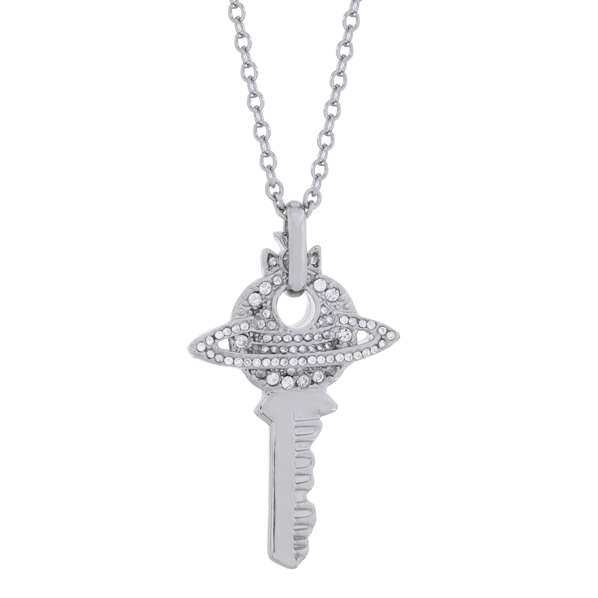 2 Colors Key Full Diamonds Saturn Necklace