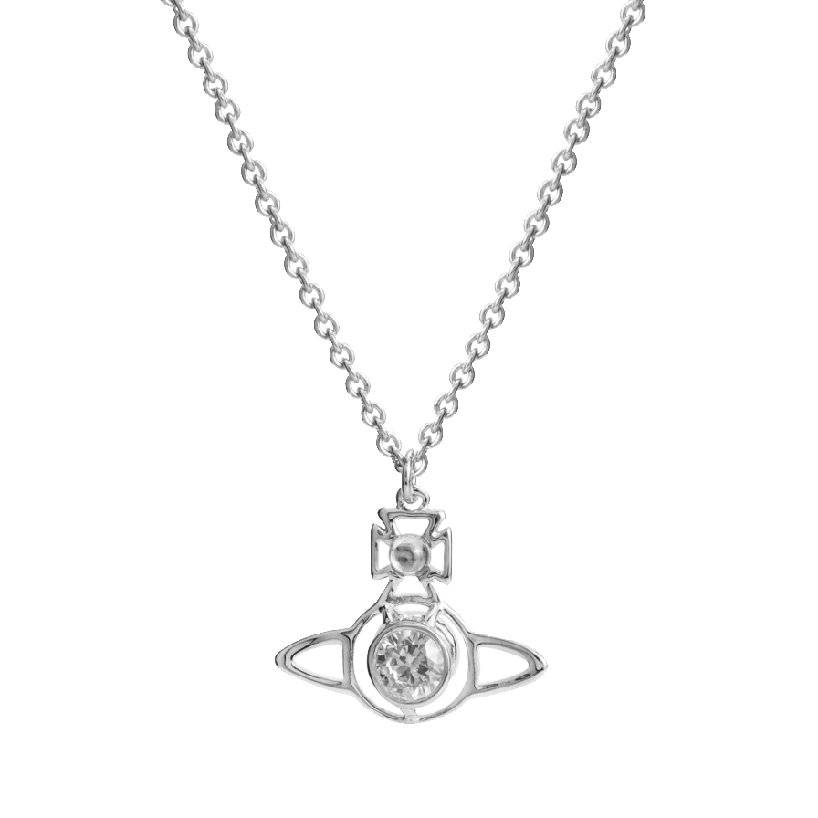 2 Colors Reversible Zirconia Saturn Necklace
