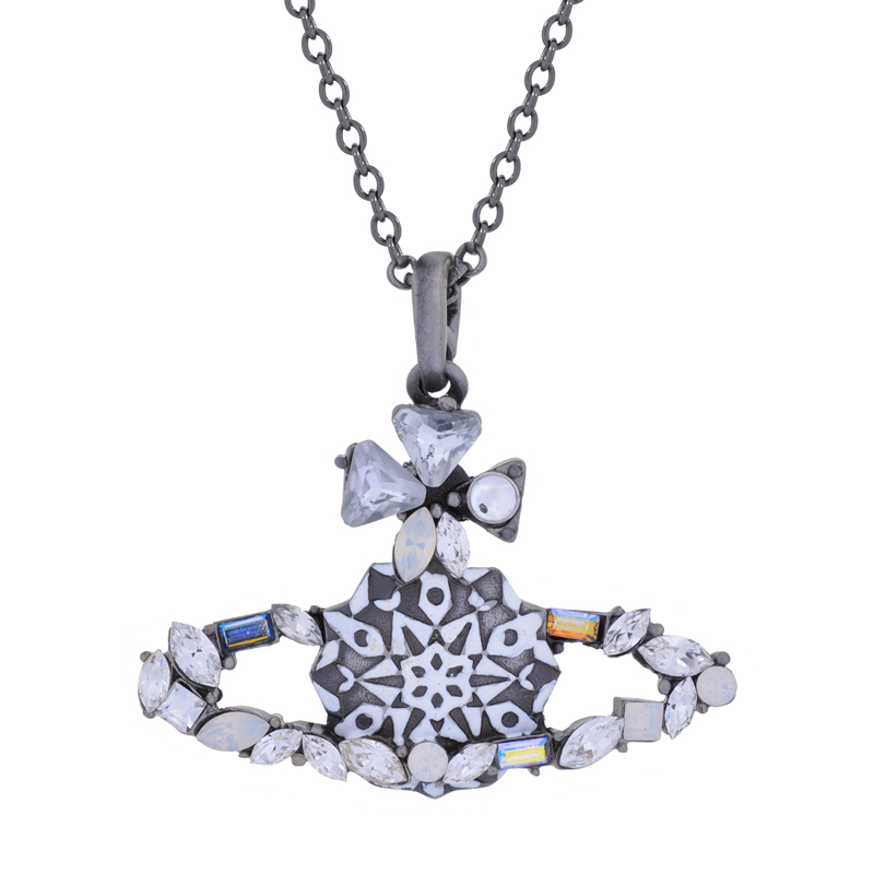 Antique Silver Opaite Snowflake Necklace