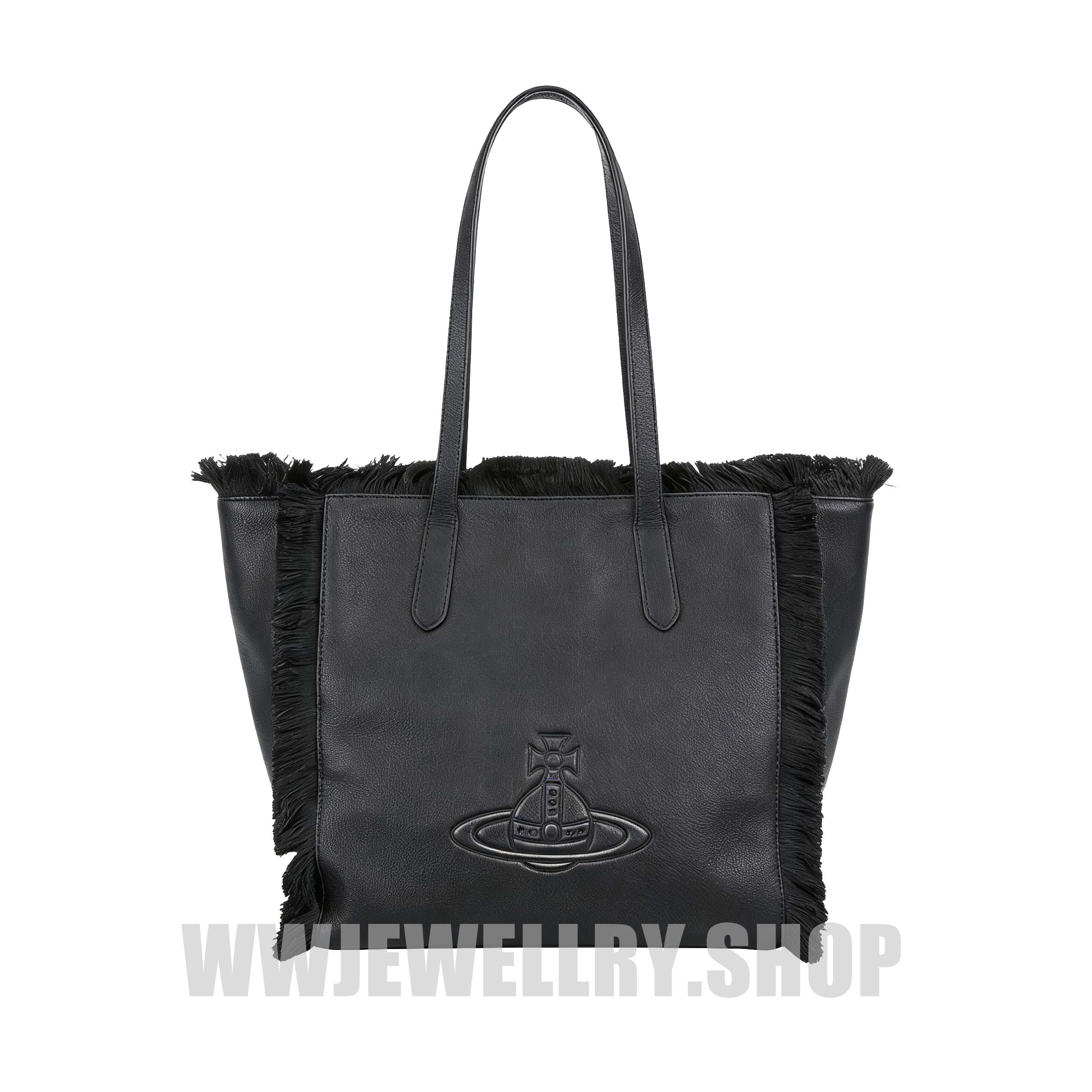 Vintage Leather Black Saturn Fringe Bag